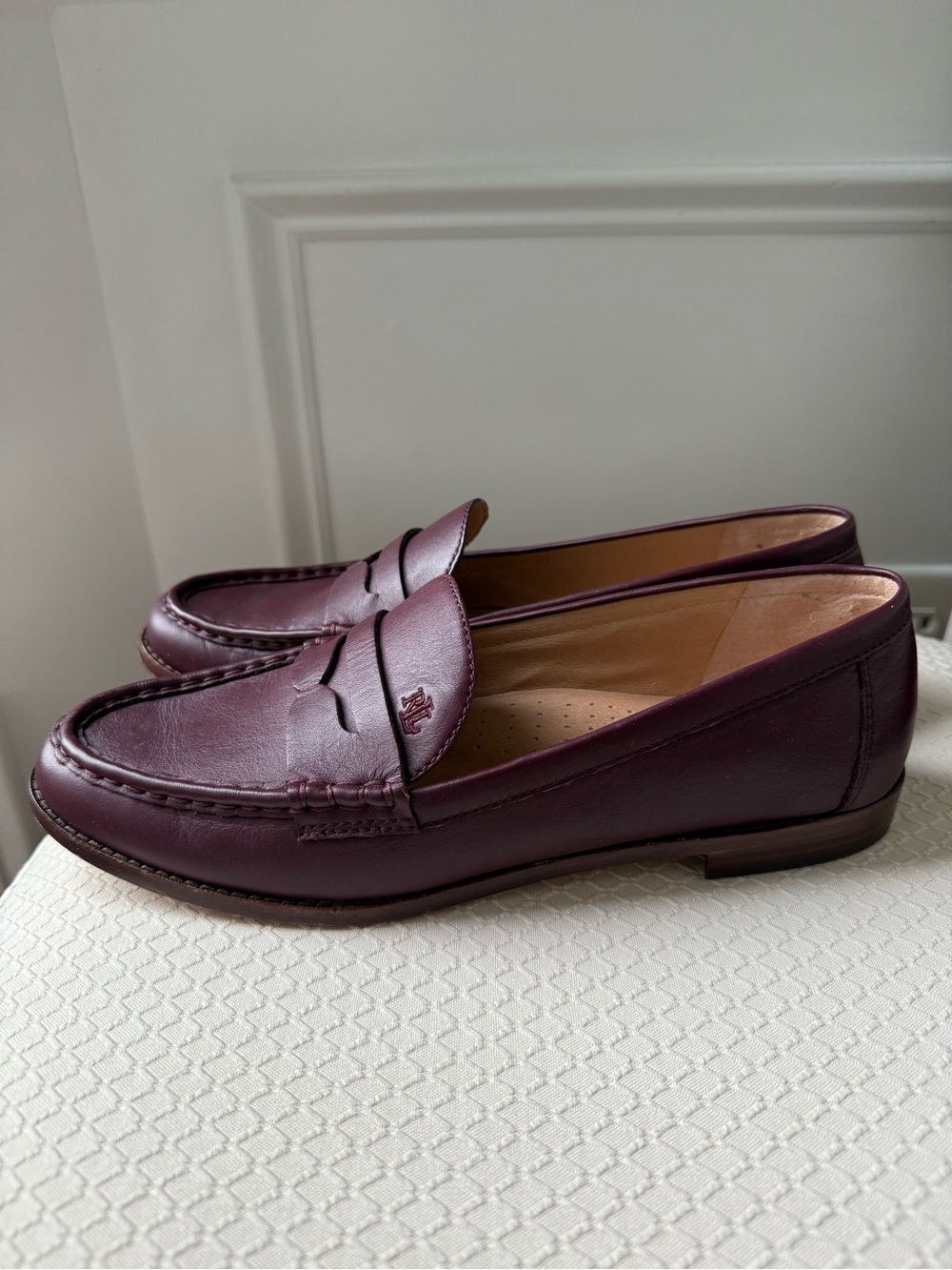 Lauren Ralph Lauren Wynnie Women’s Penny Loafers in Deep Wine Leather Size 11B - Picture 5 of 10